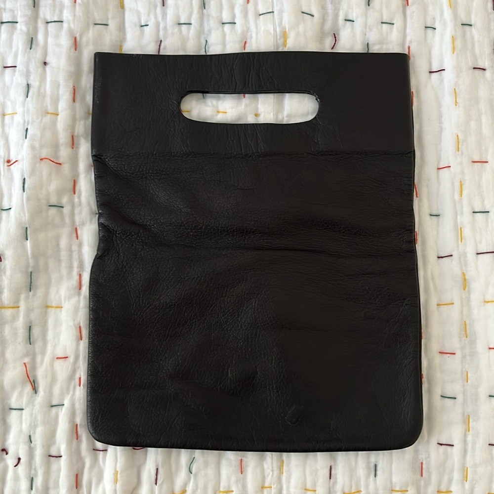 Black Leather Baggu Clutch